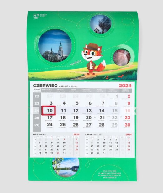 kalendarz dla firm jednoplanszowy