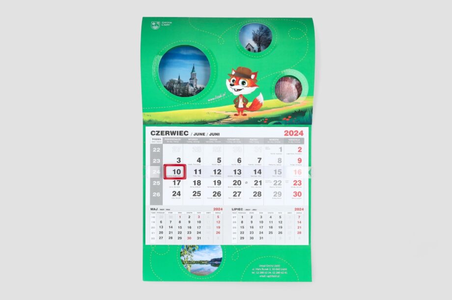 kalendarz dla firm jednoplanszowy
